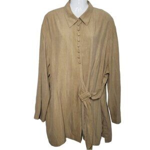 Joseph Ribkoff Bronze Tan Wrap Tunic Blouse Long Sleeve Top Plus Size